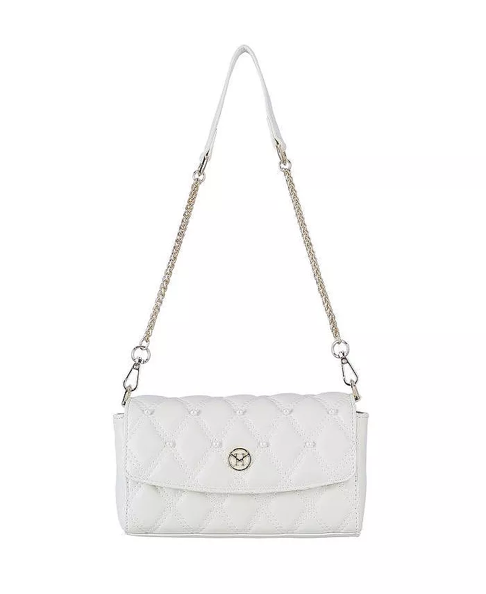 

Жемчужная стеганая сумка через плечо Small Chanel Bag Collection из кожи Victoria Hyde Victoria Hyde London, белый