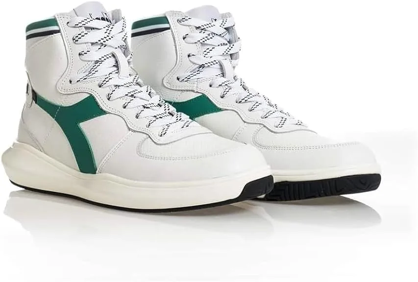 Diadora Heritage, MI Basket H Leather MDS, стильные повседневные кроссовки унисекс, белый/зеленый — фото 3