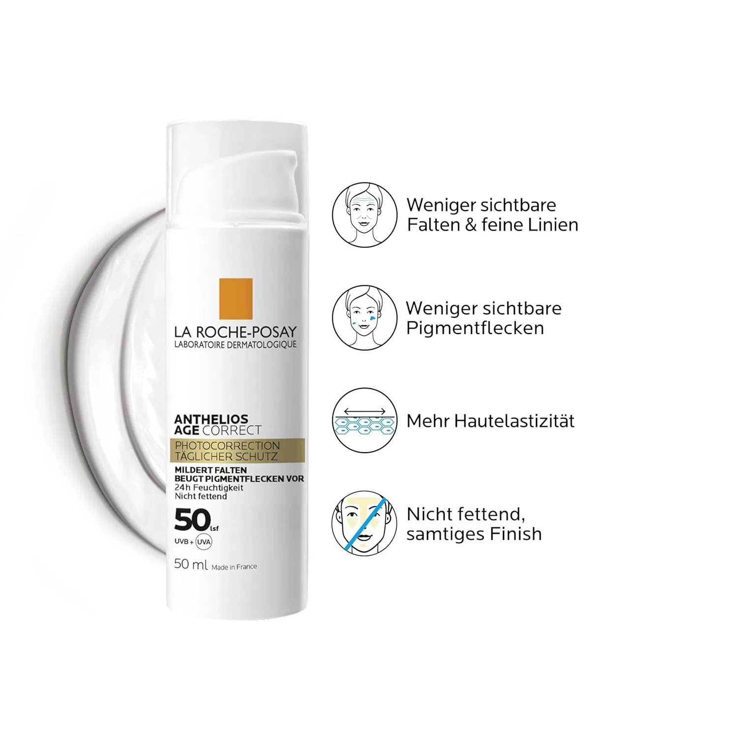 Крем для лица SPF50 LA ROCHE-POSAY Увлажняющий антивозрастной дневной с «Anthelios Age Correct» от — фото 2