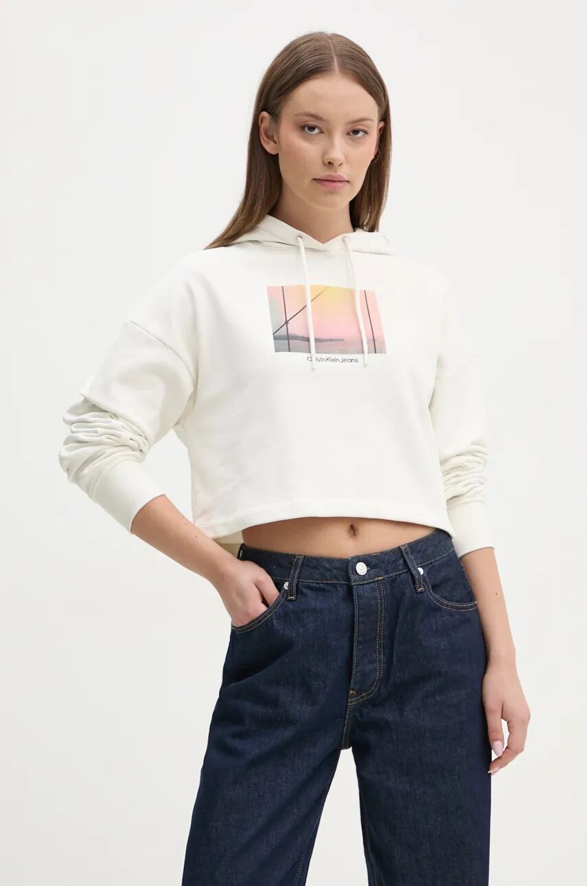 

Хлопковая толстовка Calvin Klein Jeans, бежевый