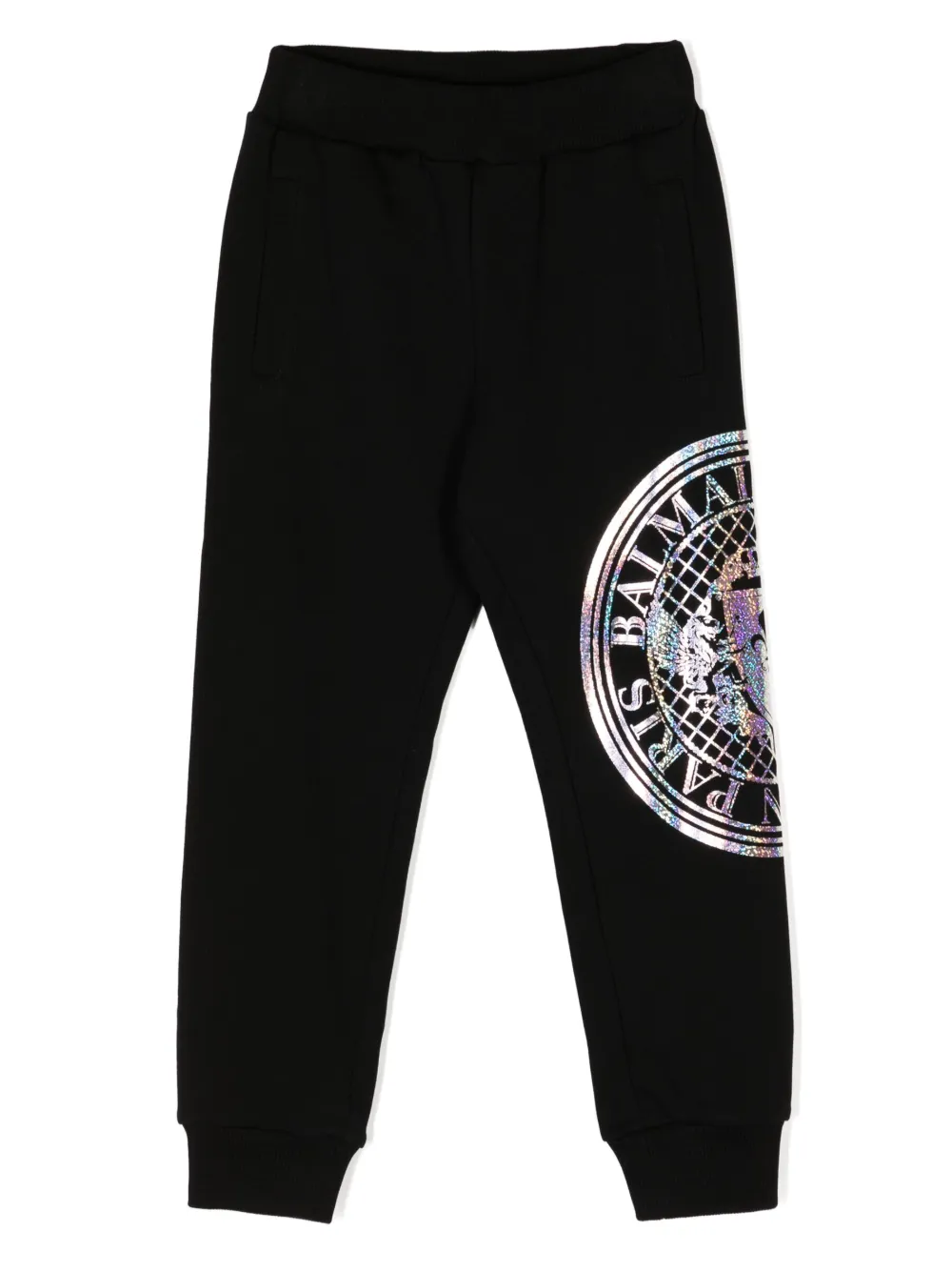 

Брюки с эластичным поясом и логотипом Balmain Kids, черный