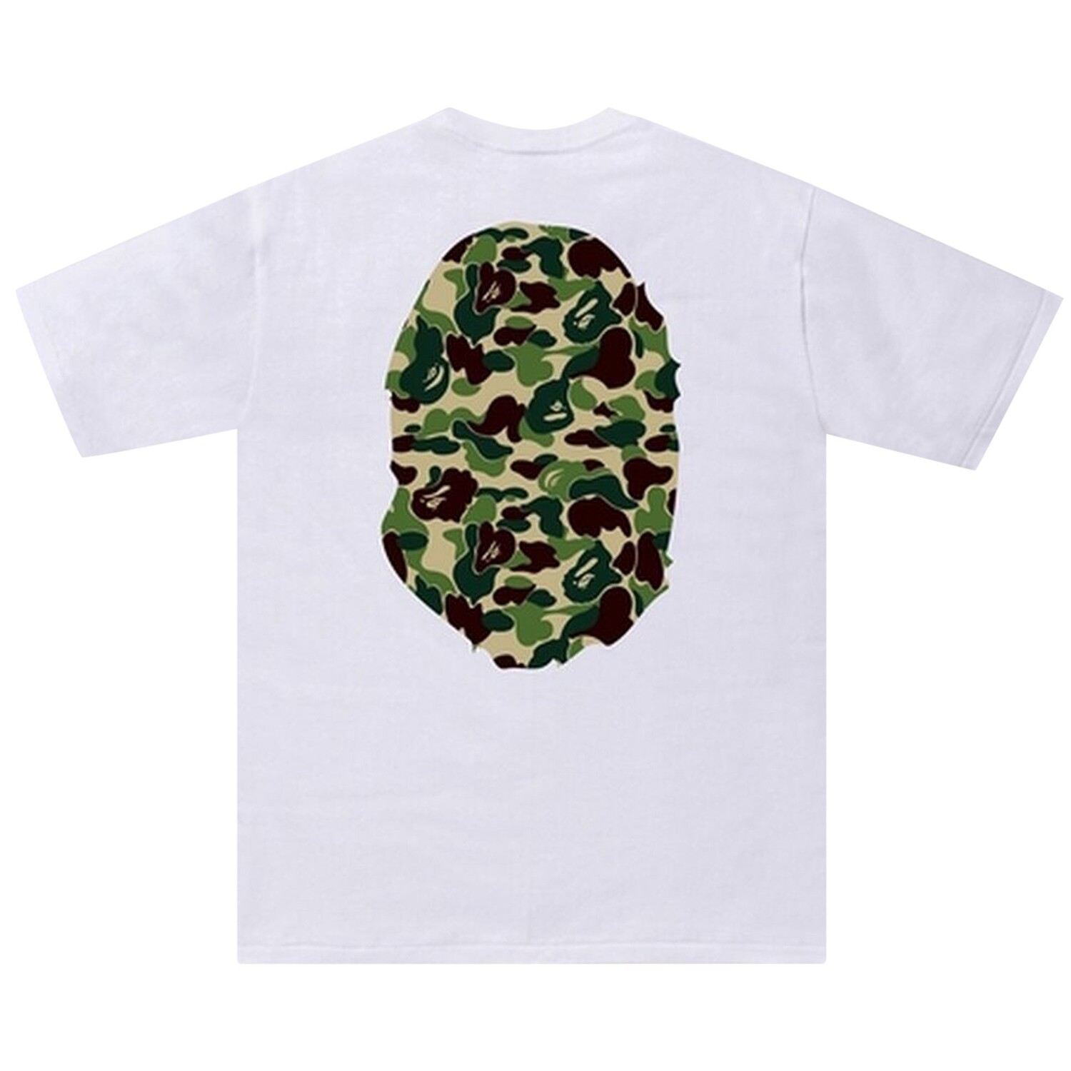 BAPE ABC Камуфляжная футболка с головой большой обезьяны, цвет Белый/Зеленый — фото 2