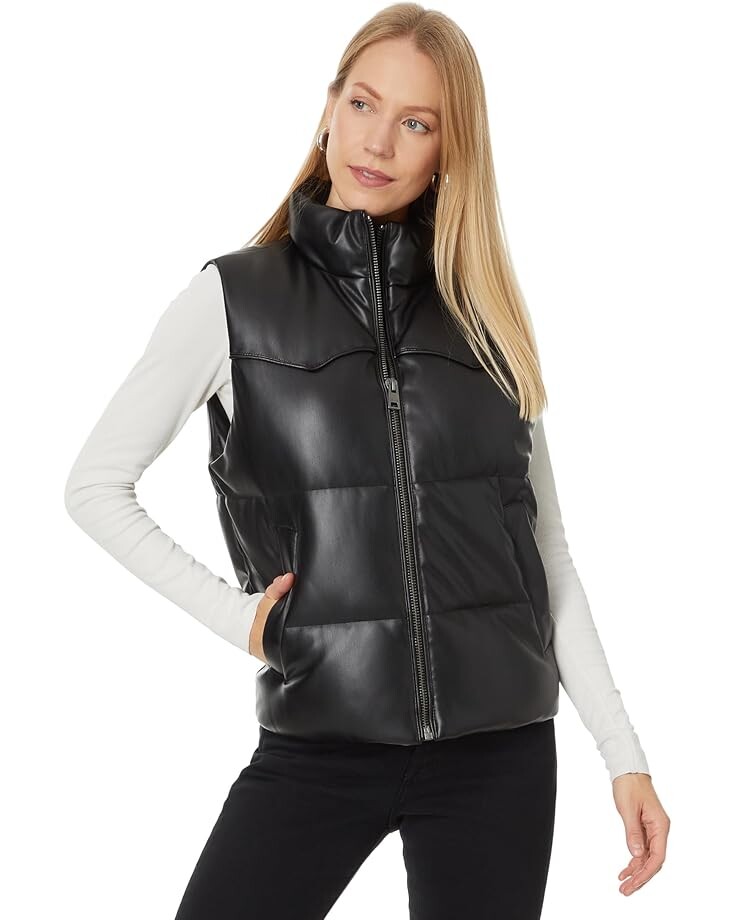 

Утепленный жилет Levi's Faux Leather Puffer Vest, черный