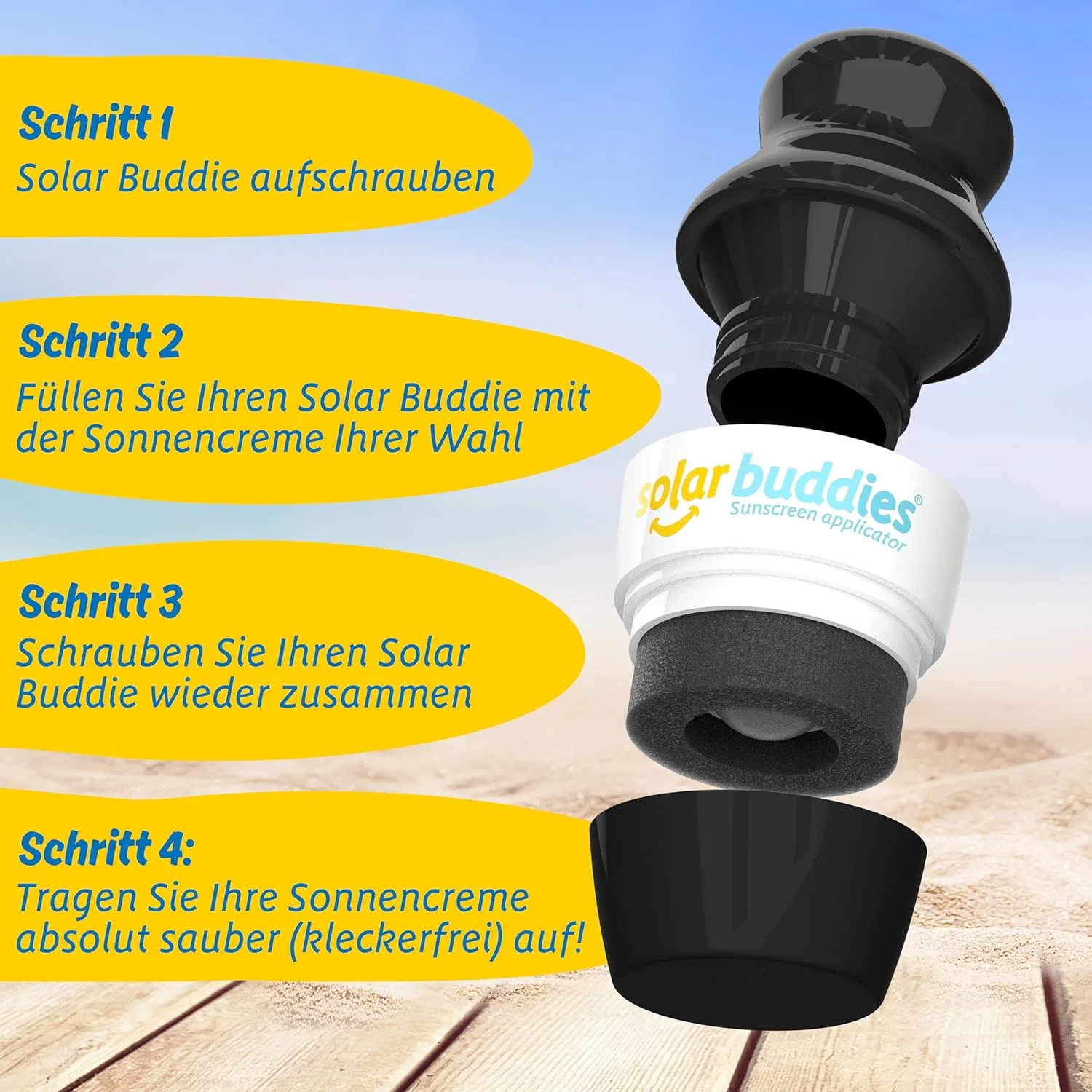 Многоразовый аппликатор для солнцезащитного крема Solar Buddies, 100 мл Solar Buddies, Black — фото 4