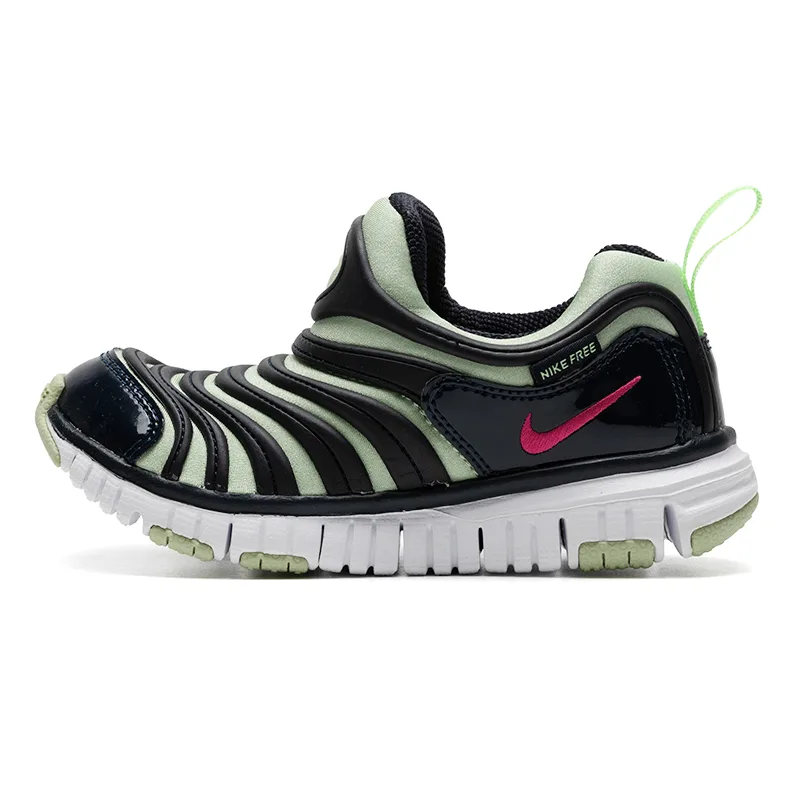 Nike Dynamo Free Cushioning Support Low top детские кроссовки для повседневной носки черно-зеленые для детей 3-7 лет