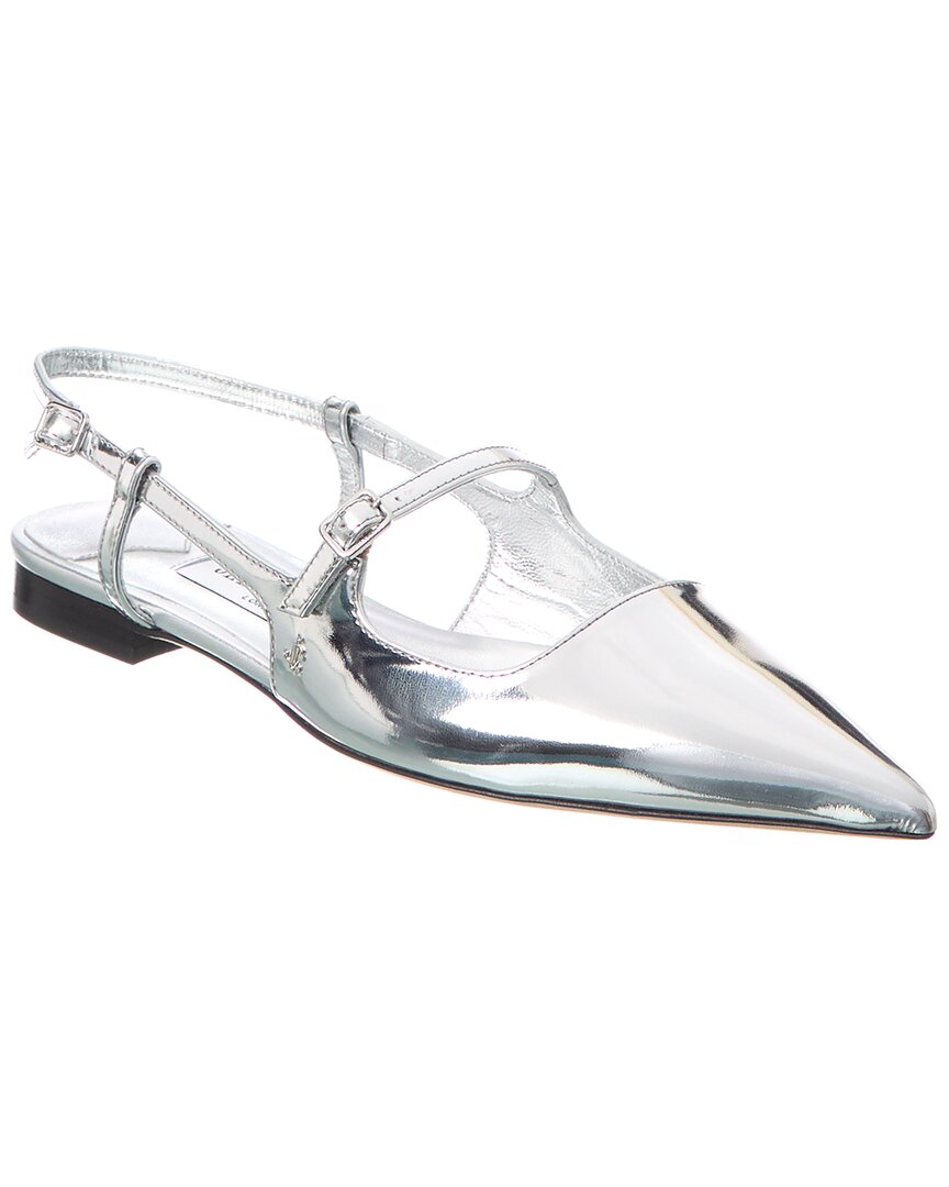 Jimmy Choo Didi Кожаные Плоские Туфли-лодочки, серебряный