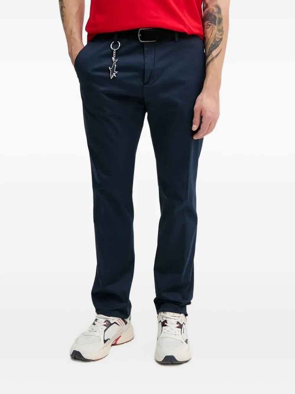 

Брюки прямого кроя с акульим брелоком Paul & Shark, синий