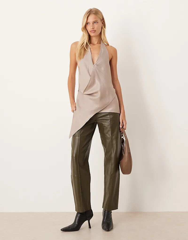 

Атласный топ-шарф ASOS DESIGN с драпировкой на шее, цвет «гриб»