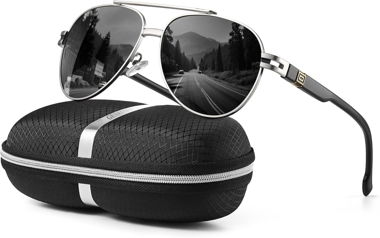 

Поляризованные солнцезащитные очки-авиаторы для мужчин и женщин - модные ретро-очки для вождения, рыбалки, гольфа и защиты от УФ-излучения gesruny, Silver Frame Black Lenses