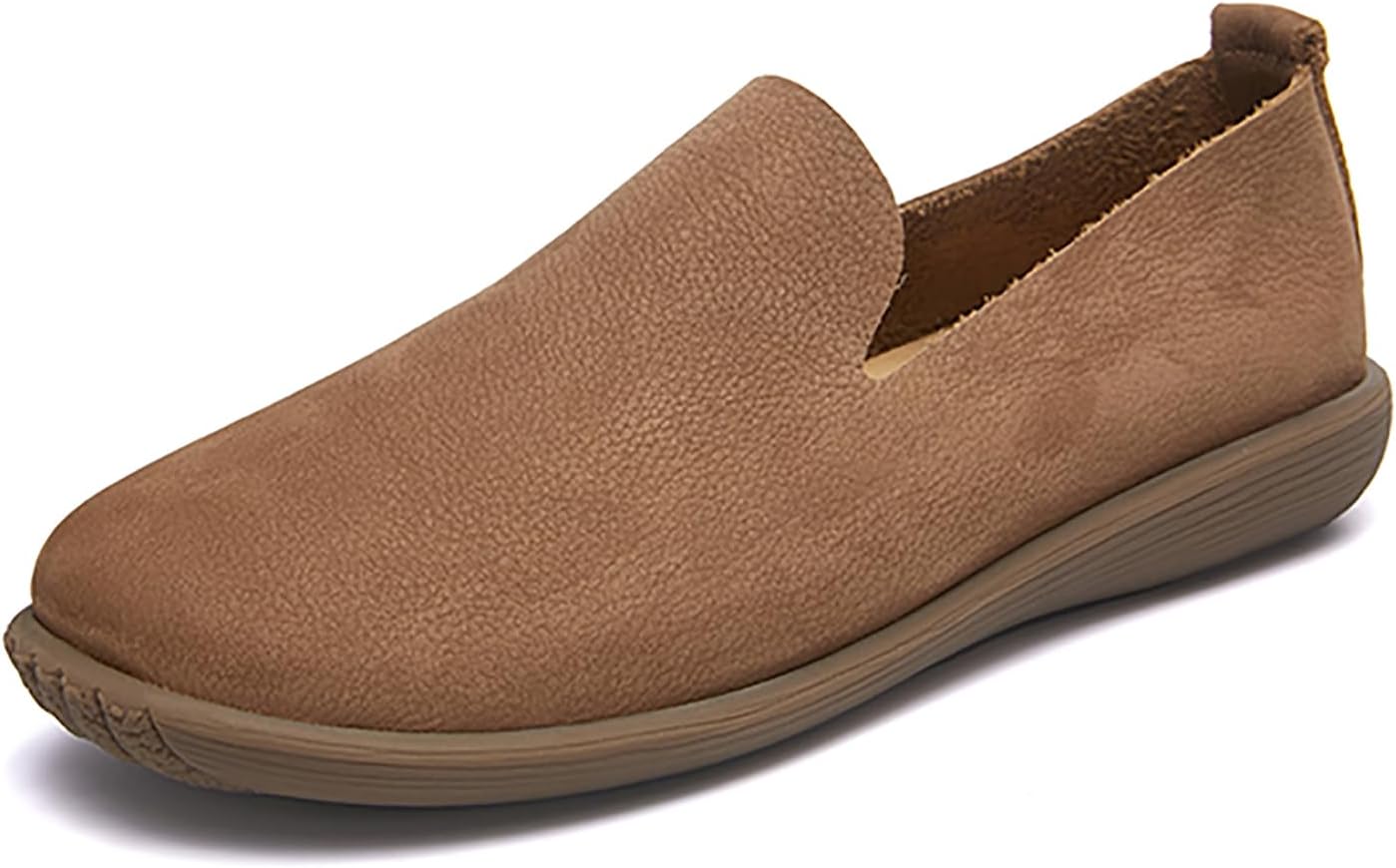 

Мужские ручной работы лоферы из натуральной кожи, ретро стиль, однотонные, с круглым носком, удобные, нескользящие, износостойкие, плоские, дышащие, повседневные мягкие мужские туфли для ходьбы и вождения Generic, Coffee