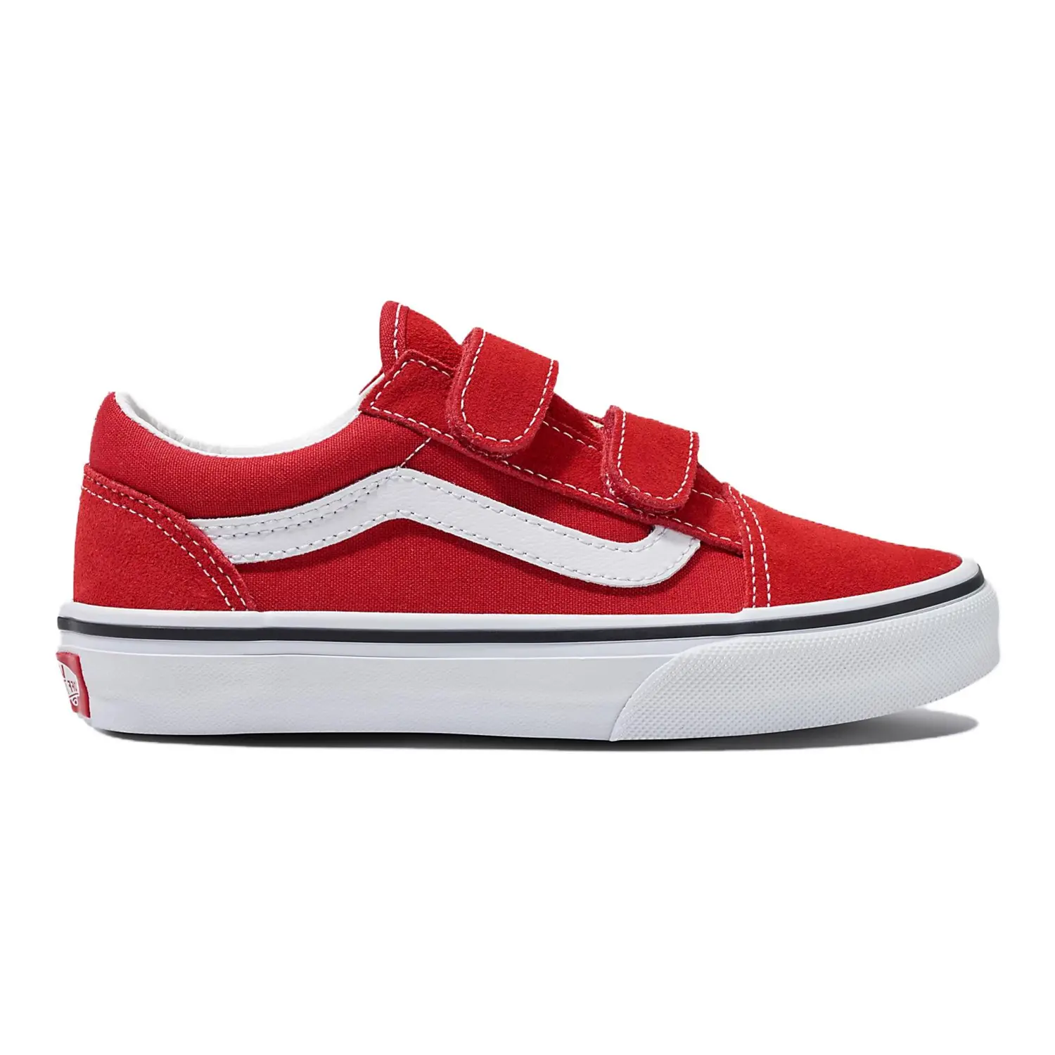 Old Skool Collection V Low top детские кожаные кроссовки белые детские Vans, Race красный/True белый — фото 4