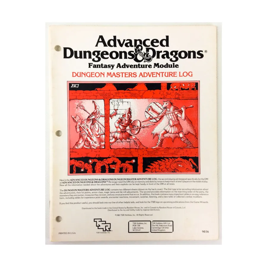 

Dungeon Master's Adventure Log (6th Printing, Angled Logo), Advanced Dungeons & Dragons (1st Edition) - Core Books, Box Sets & Miscellaneous, мягкая обложка