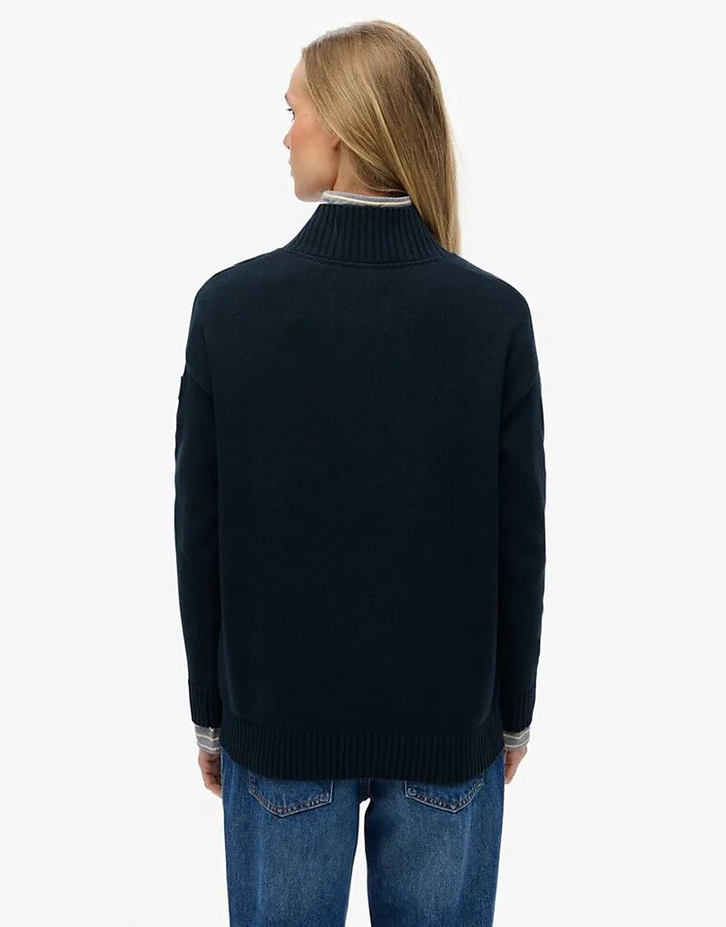 Трикотажный джемпер Superdry Slouchy с застежкой-молнией на половину длины в цвете Eclipse Navy — фото 2