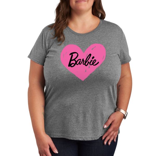 

Футболка с принтом в виде нарисованного от руки сердца и логотипом Plus Barbie, серый
