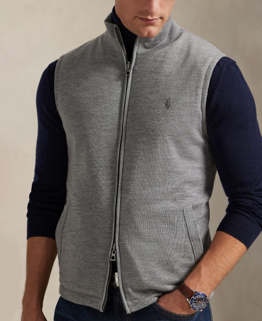 Мужской двусторонний жилет-свитер Polo Ralph Lauren, Grey Combo — фото 3