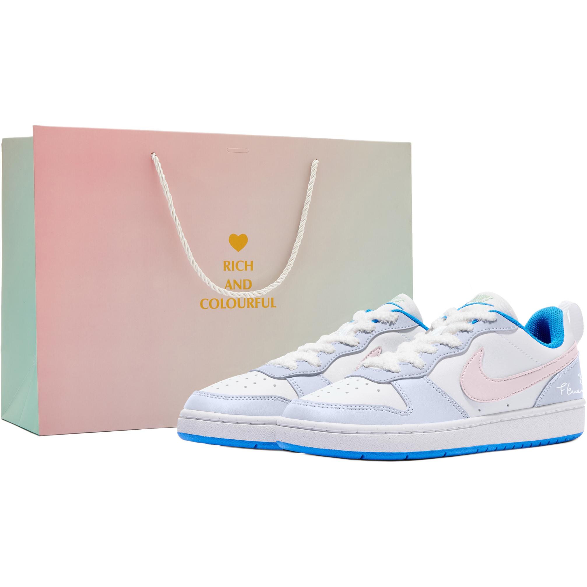 

Nike Court Borough нескользкие устойчивые к истиранию низкие детские скейтбординг кроссовки pink purple kids