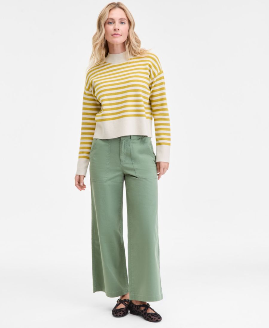 

Женский полосатый свитер с высоким воротником, эксклюзивно от Macy's On 34th, Mustard Grain