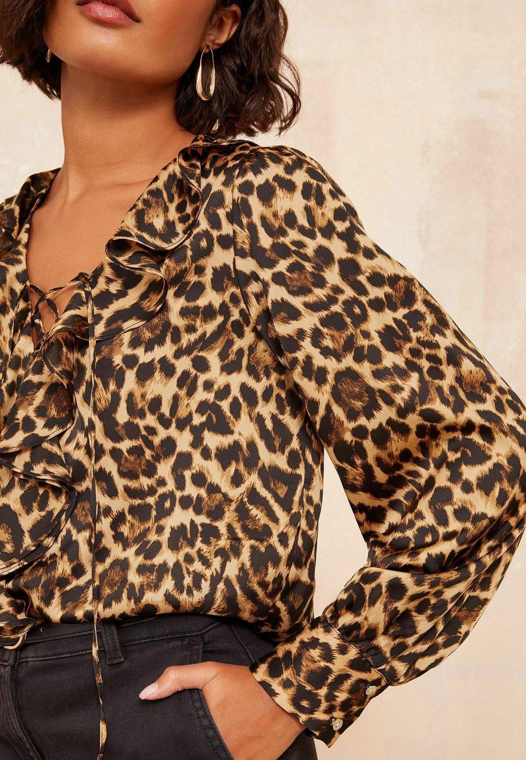 

Блуза RUFFLE DETAIL LONG SLEEVE -REGULAR FIT Friends Like These, коричневый