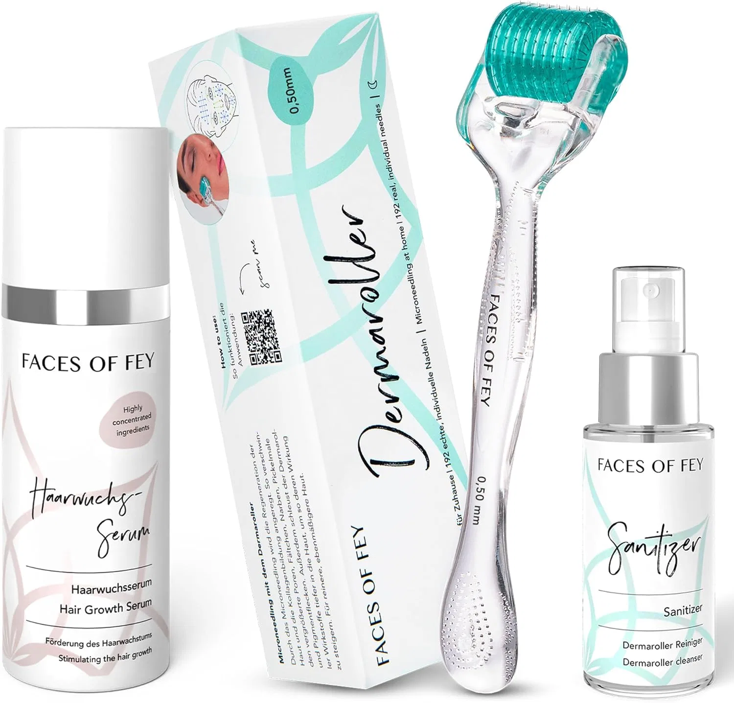Набор Faces of Fey Derma Roller для волос от выпадения с сывороткой Faces Of Fey