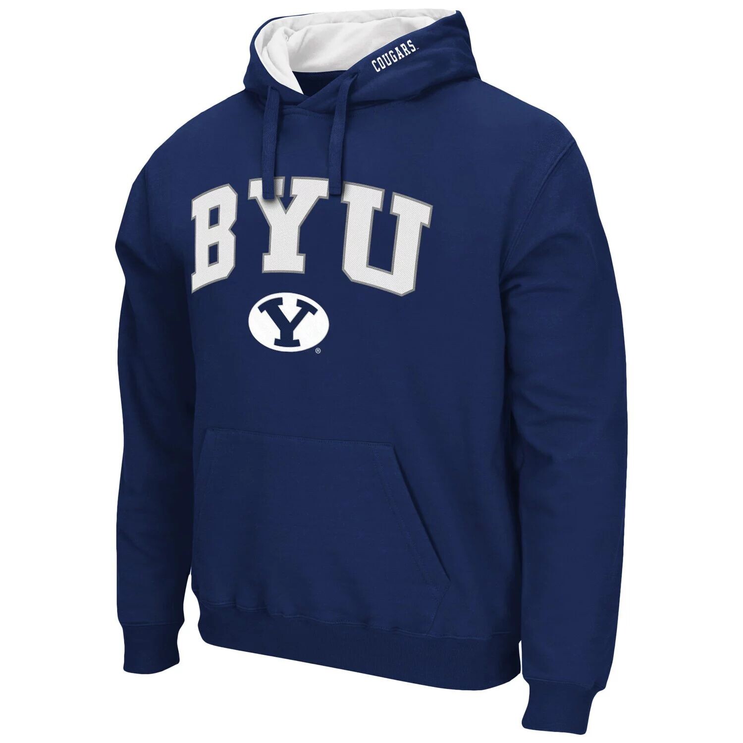 

Мужской темно-синий пуловер с капюшоном BYU Cougars Arch & Logo 3.0 Colosseum