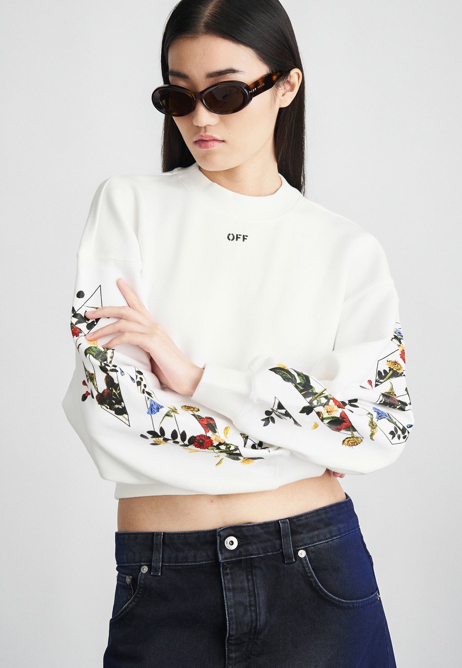 

Толстовка OFF-WHITE FLOWERS ARROW CROP CREW, White /White