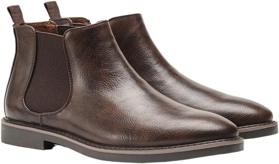 

Мужские ботинки Челси из кожи, удобные, на низком каблуке, с легким процессом надевания, для повседневной и официальной носки Zestrelax, коричневый