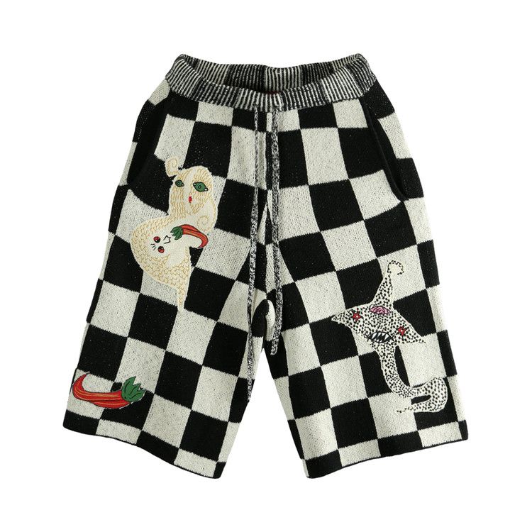 

Шорты The Elder Statesman Nora Lite Creatures Short, Black/Natural Check