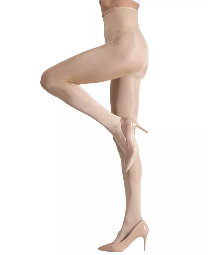 

Женские блестящие шелковистые колготки с высокой талией, плотностью 40 ден, полупрозрачные, артикул 11003 LECHERY, коричневый/бежевый