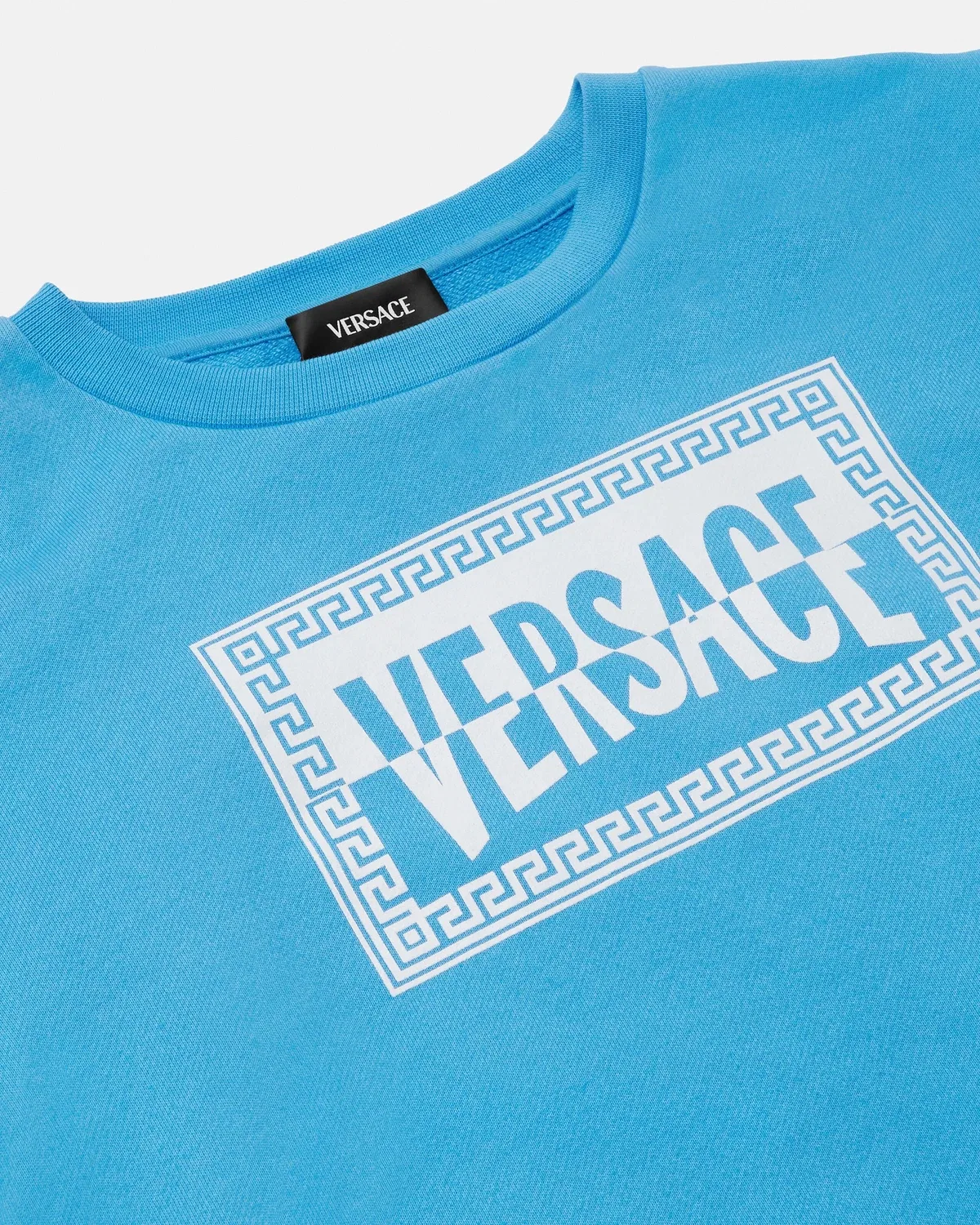 Детский свитшот из хлопкового джерси с принтом VERSACE, голубой — фото 4