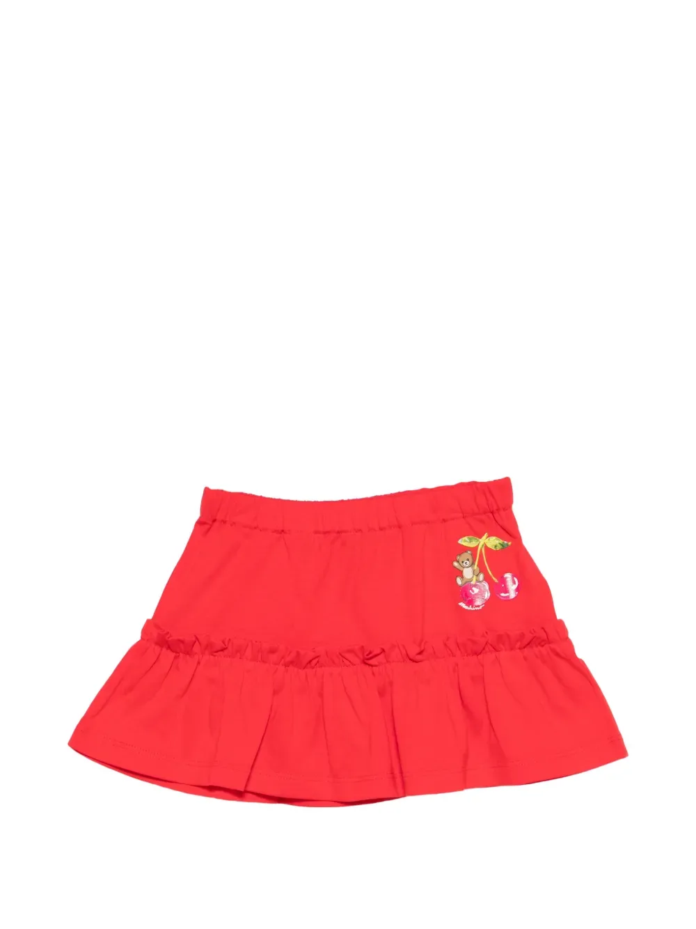 Юбка с оборками и принтом мишек Moschino Kids, красный