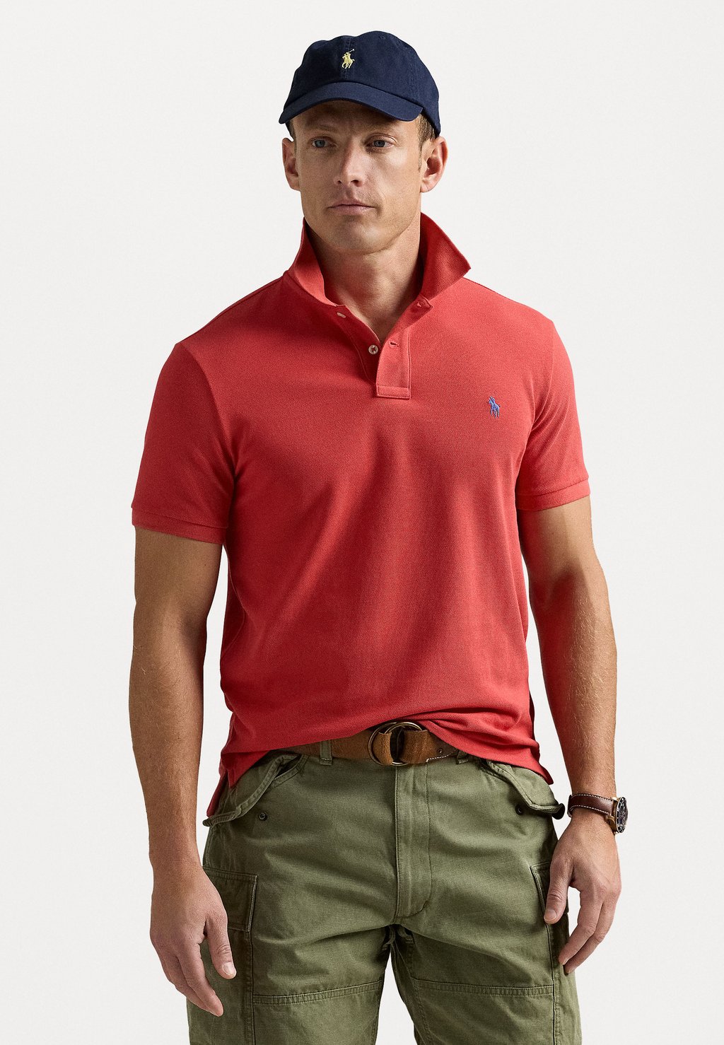 

Поло CUSTOM SLIM FIT MESH POLO SHIRT Polo Ralph Lauren, светло-красный