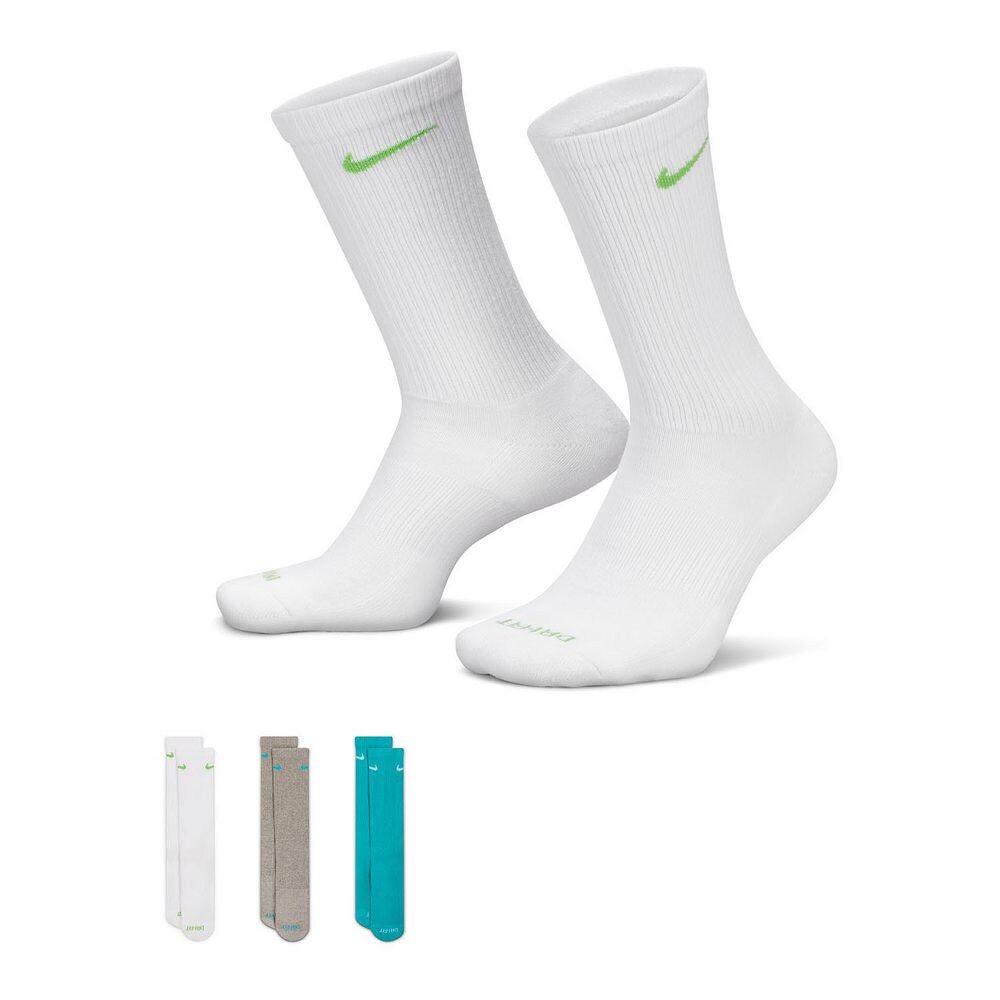 

Набор из трех тренировочных носков Nike Everyday Plus Dri-FIT Cushion Crew, цвет Green Gray White