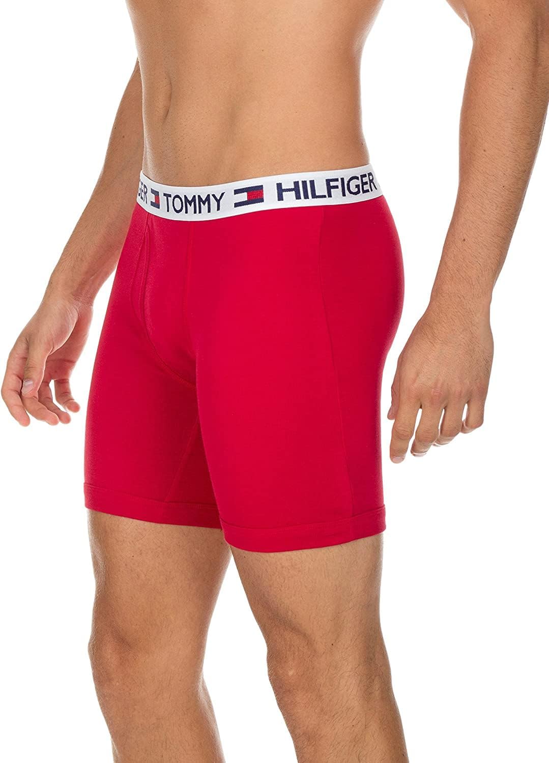 Мужское нижнее белье Tommy Hilfiger, классика, 4 пары боксеров, эксклюзивно на Amazon, 2 Navy, 1 White, 1 Red — фото 3