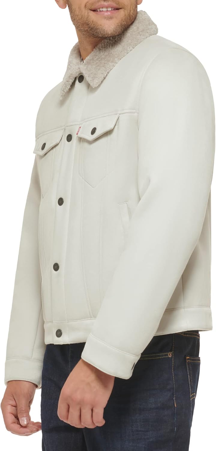 Мужская классическая куртка дальнобойщика Levi's из искусственной кожи, Cream Faux Shearling — фото 3