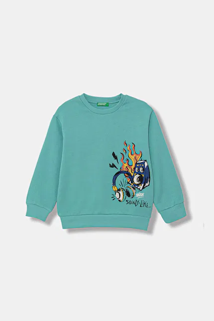 Худи детское свободное United Colors of Benetton, бирюзовый