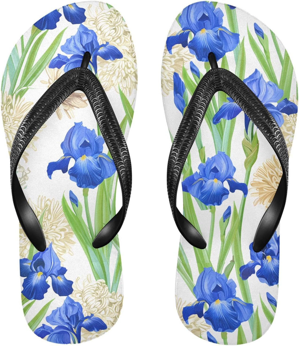 

Вьетнамки с цветами ириса и хризантем, белые, пляжные, резиновые, нескользящие, летние шлепанцы для женщин и мужчин Sinestour