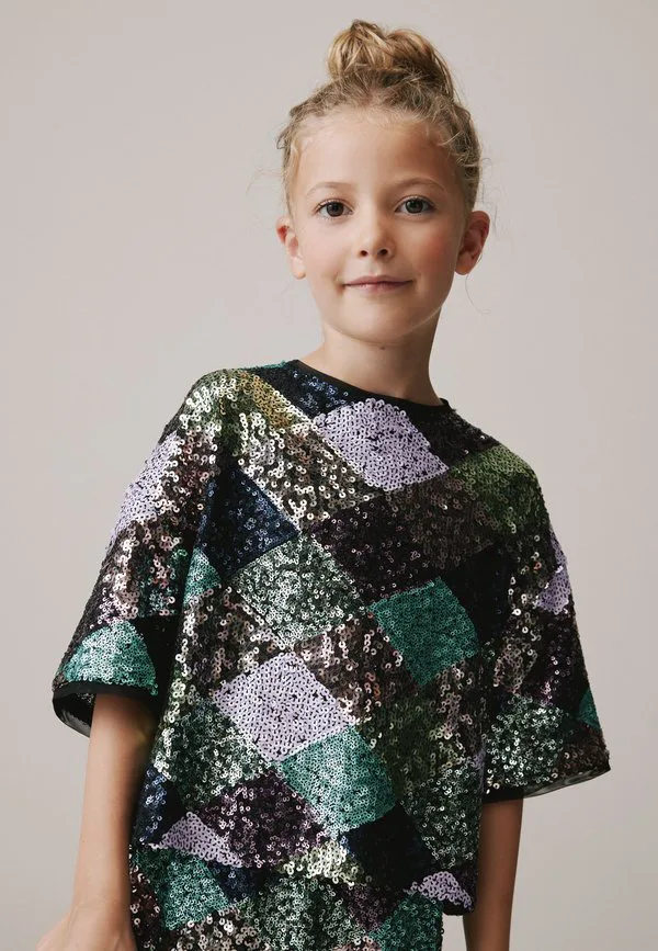 Короткая блузка в клетку стандартного кроя с пайетками Next, Purple Check