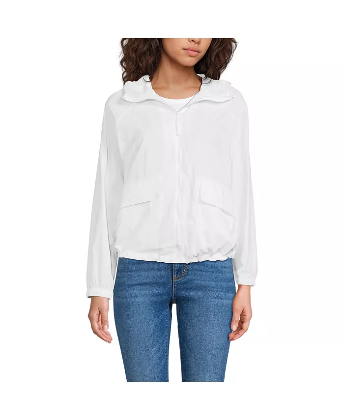 

Женская куртка-ветровка с капюшоном и защитой от ультрафиолета Lands' End, белый