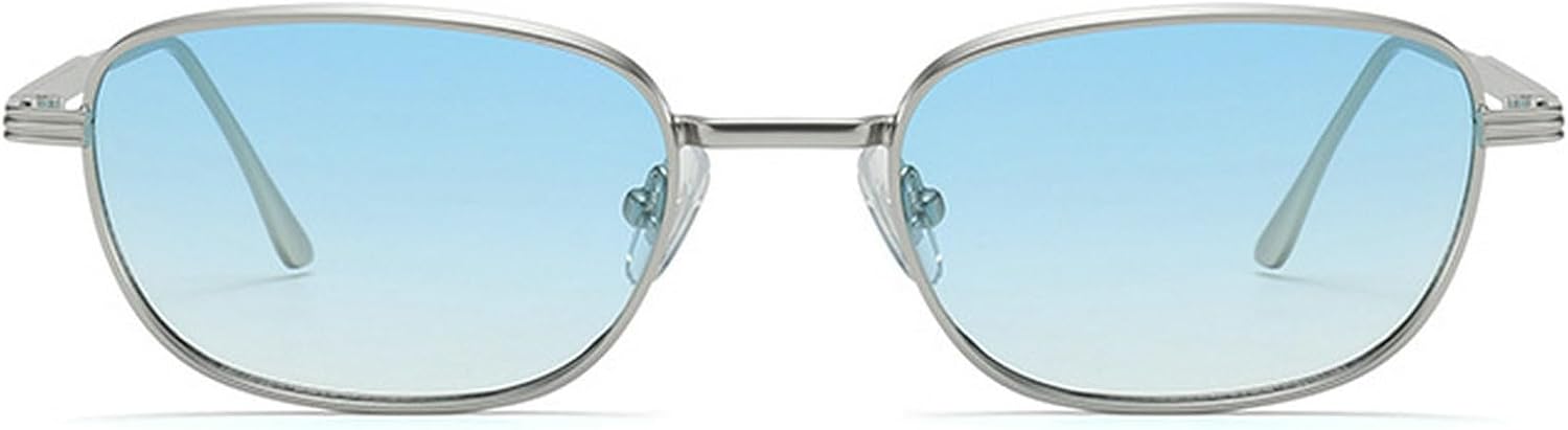 

Ретро квадратные солнцезащитные очки для женщин и мужчин в стиле 90-х, модные винтажные очки в металлической оправе, небольшие панк-очки с защитой от УФ-излучения mincl, Blue