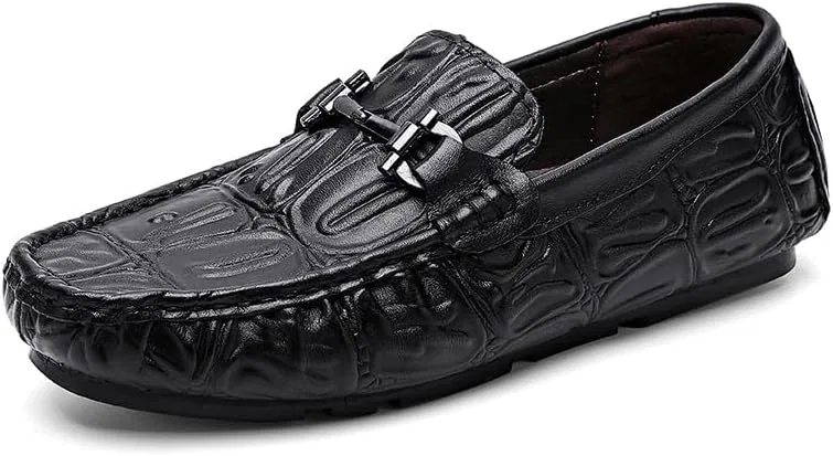 Лоферы кожаные с крокодиловым принтом, Black PUGHGAETZF