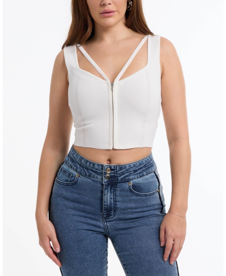 

Женский корсетный топ на молнии спереди Bebe, White alyssum