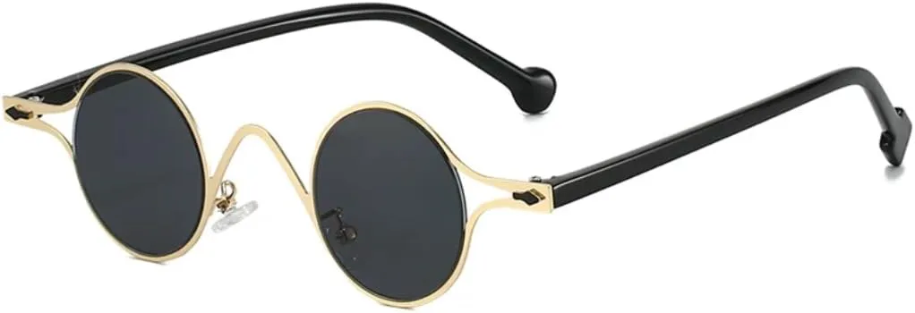 

Модные маленькие круглые металлические мужские солнцезащитные очки в стиле ретро с заклепками, панк, градиентные очки UV400 для женщин TVTBBVV, Black Gray