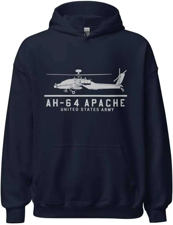Толстовка унисекс AH-64 Apache Helicopter - U.S. Army Attack Chopper Design для ветеранов, пилотов и поклонников военной авиации Generic, темно-синий