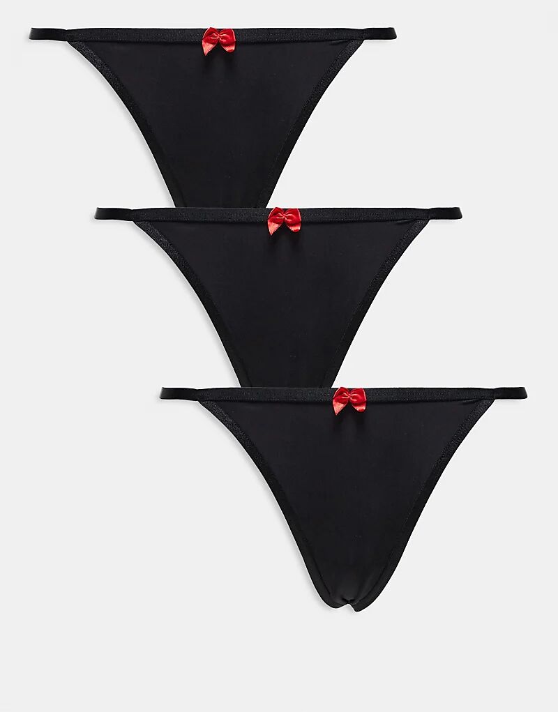 

Подарочный набор из 3 пар трусиков-стрингов HUGO Bodywear черного цвета с красным бантом Hugo Red