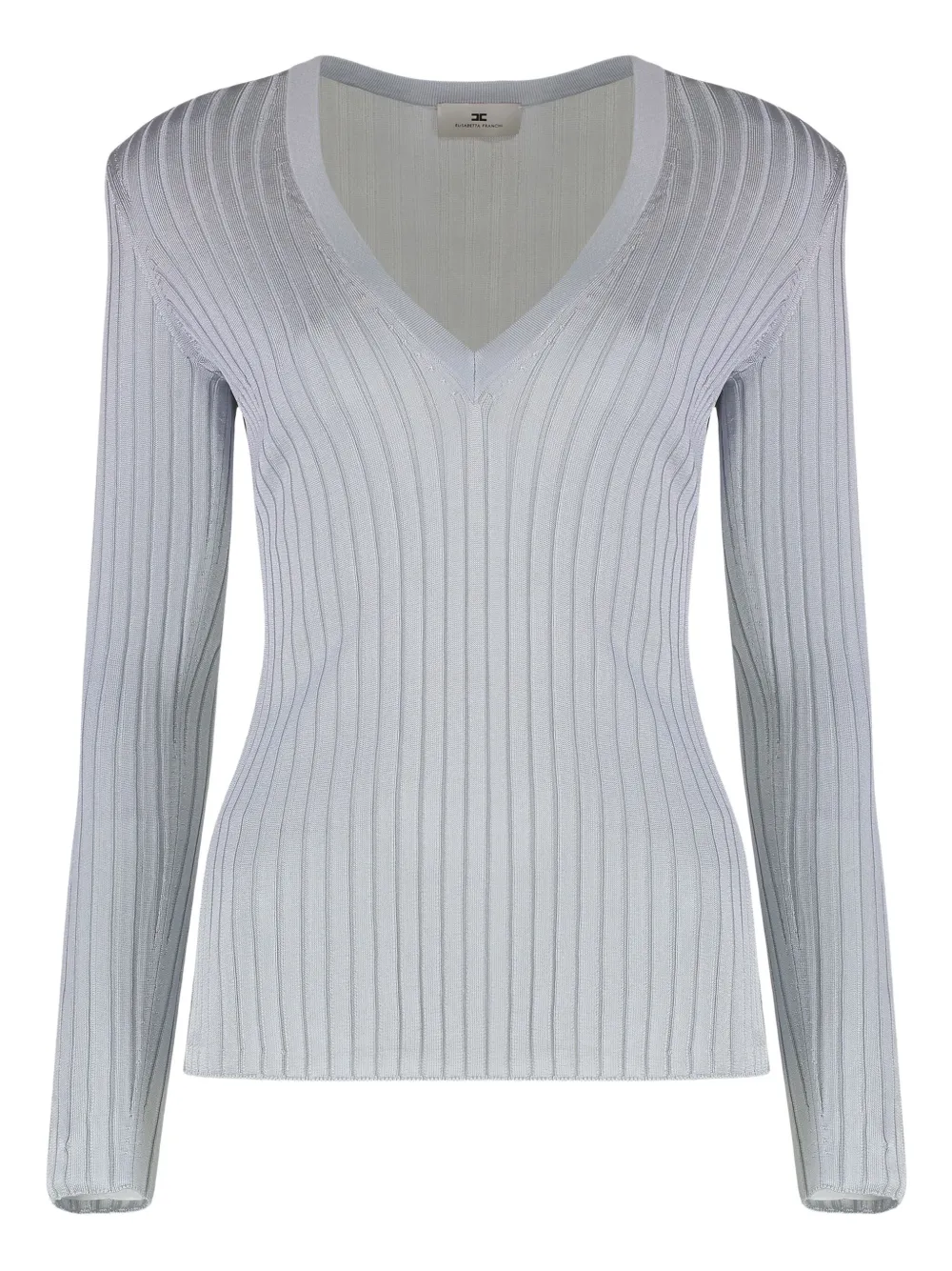 

Топ в рубчик с подплечниками Elisabetta Franchi, серый