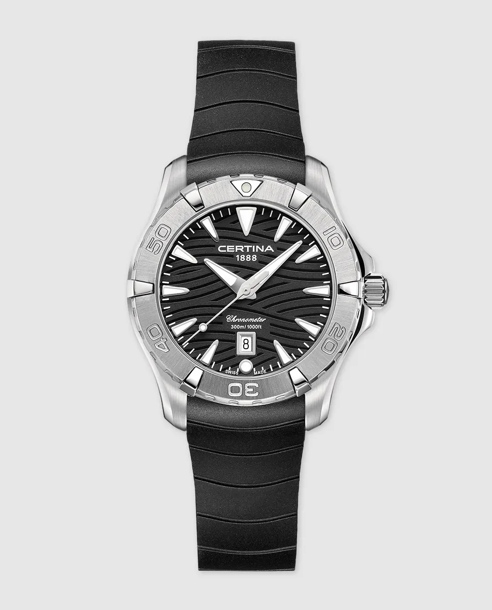 

Женские часы Certina Aqua C0322511705100 из черного каучука, черный