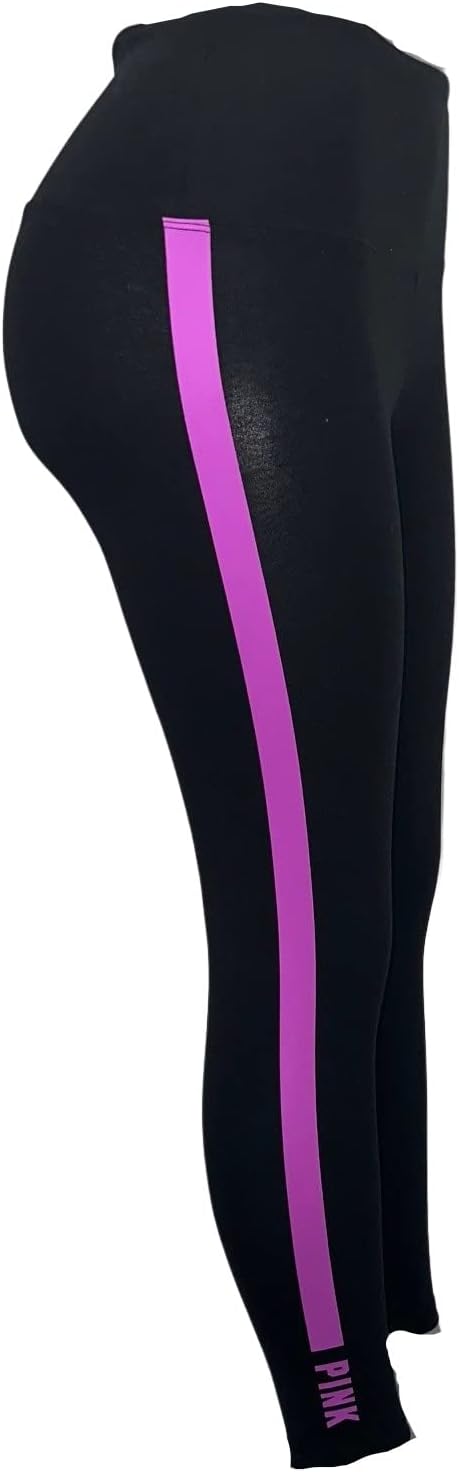 Victoria's Secret Pink Active High Waist Полноразмерные леггинсы из хлопка Palm Цвет Pure Black/Dark Gray New, Black/Purple — фото 4
