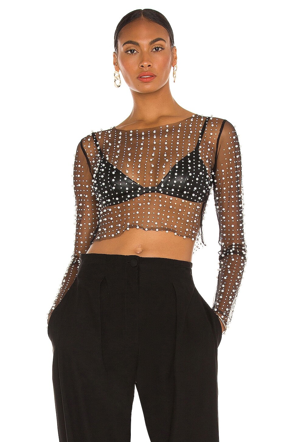 

Топ Beach Bunny Look and Glisten Pearl Mesh, черный