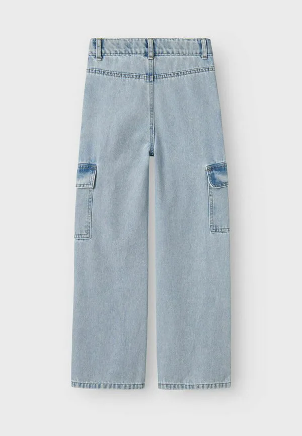 Джинсы nkfrose с широкими расклешенными штанинами Name It, Light Blue Bleached Denim — фото 4