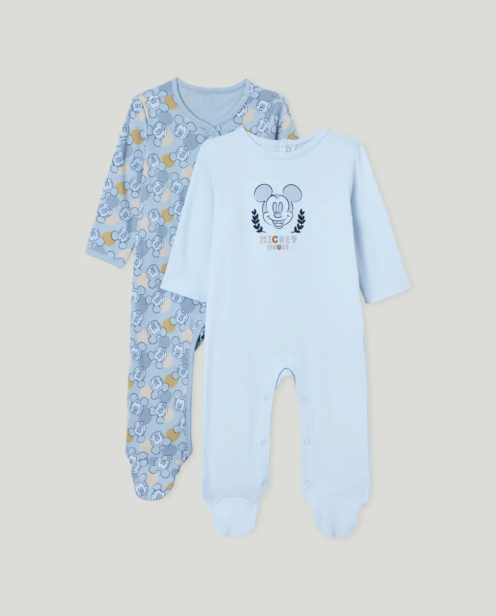 

Набор из 2 длинных вязаных ползунков с принтом Микки для маленького мальчика Cotton Juice, темно-синий